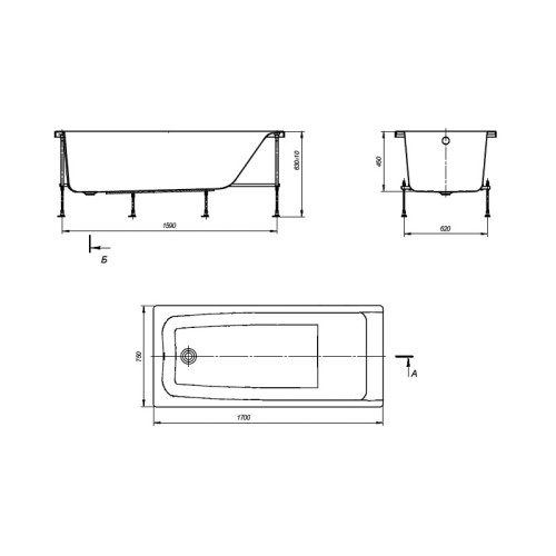 Ванна акриловая Roca ELBA 150х75, прямоугольная
