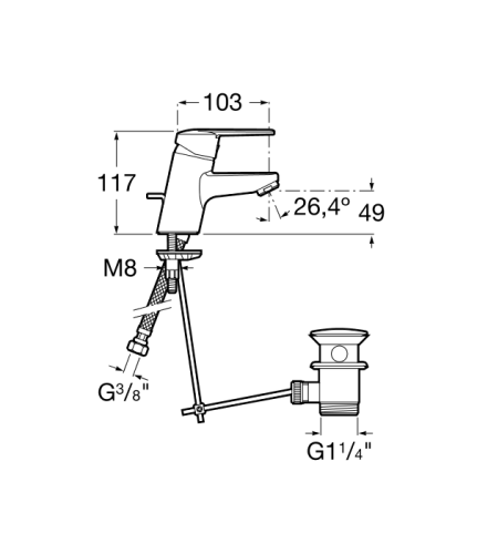 VICTORIA -Смеситель-моноблок для раковины с аэратором, латунным донным клапаном и гибкой подводкой в
