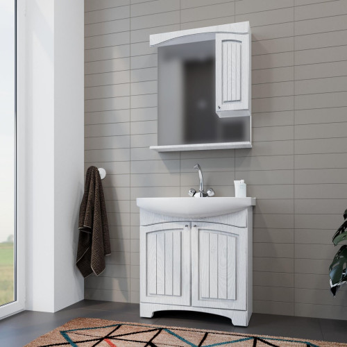 Зеркало-шкаф навесной без подсветки MIXLINE Крит-75 патина серебро (533132)