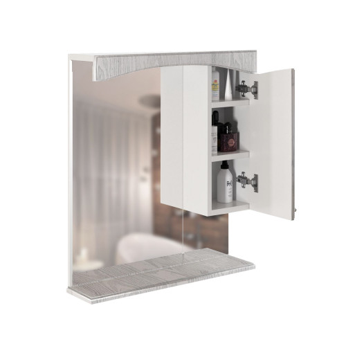 Зеркало-шкаф навесной без подсветки MIXLINE Крит-75 патина серебро (533132)