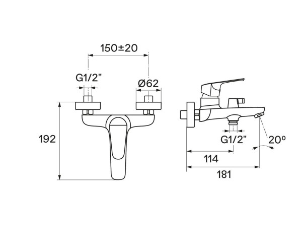 Смеситель Santek Форт для ванны, с аксессуарами, хром (WH5A10004C001)
