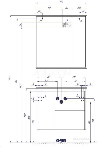 Тумба под раковину AQUATON Стоун 80 подвесная, белая (1A228201SX010)