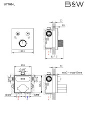 Комплект встроенного смесителя Black&amp;White U7766