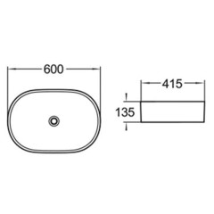 Раковина Azario накладная 600х415х135 белый глянец (AZ-2143P SP)