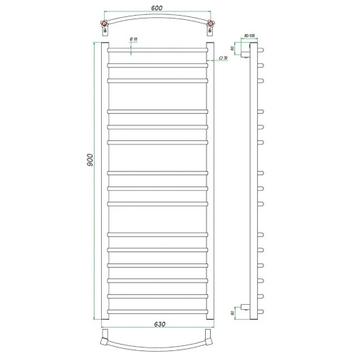 Полотенцесушитель ГРОТА CALMA 63/120