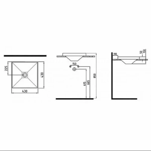 Раковина Bien INFINITUM врезная на столешницу 430х430х150
