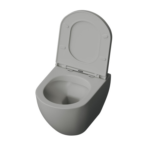 Унитаз Grossman GR-4455GMS (490*370*360) СЕРЫЙ МАТОВЫЙ подвесной БЕЗОБОДКОВЫЙ с тонкой крышкой
