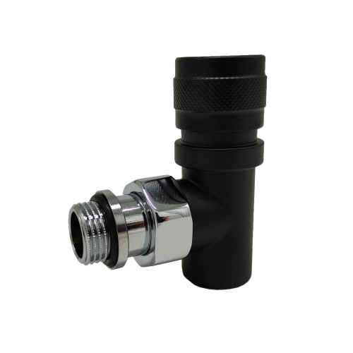 Вентиль на подачу угловой SR Rubinetterie Tondera 1/2", преобразуемый в термостатический, чёрный