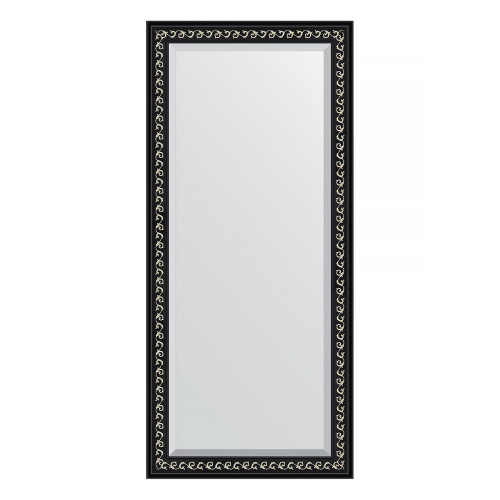 Зеркало настенное с фацетом EVOFORM в багетной раме чёрный ардеко, 75х165 см, BY 1205