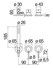 Душевой набор со смесителем для ванны Nobili Live WESK100/1TBM Velvet black черный матовый