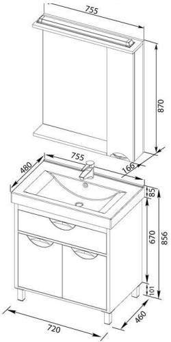 Мебель для ванной Aquanet Гретта 75 венге