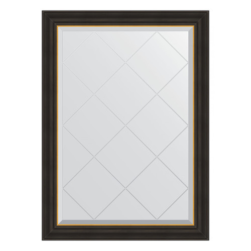 Зеркало настенное с гравировкой EVOFORM в багетной раме чёрное дерево с золотом, 74х101 см, BY 4533