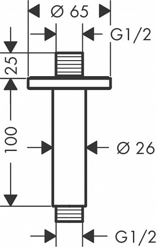 Держатель верхнего душа Hansgrohe Vernis Blend потолочный, 10 см. хром (27804000)