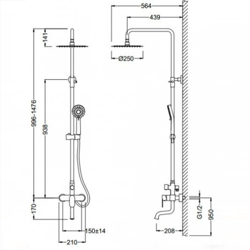 Душевая стойка Schein Track 493KS /8003055PT
