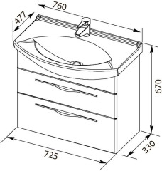 Тумба с раковиной Aquanet Ирвин 75 белый