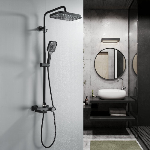 Душевая система с термостатом Rose R1896H, черный