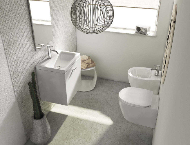 E047901 CONNECT AQUABLADE Подвесной унитаз с полностью скрытым креплением, с крепежом TT0299327. Без сидения и крышки. E047901