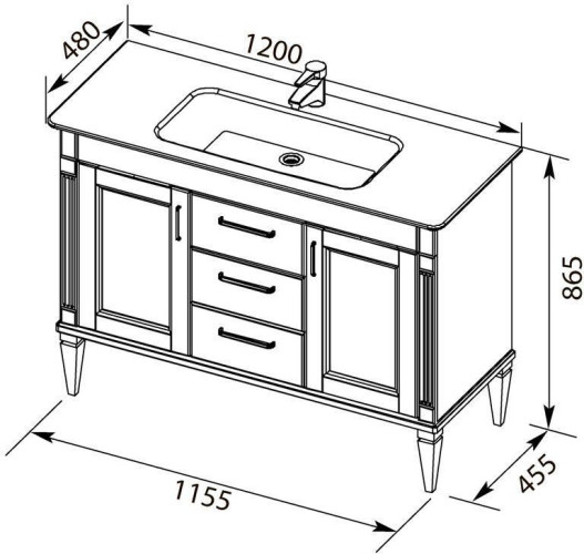 Тумба с раковиной Aquanet Селена 120 белый/серебро