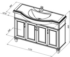 Тумба под раковину Aquanet Валенса 120 (Классик) белый
