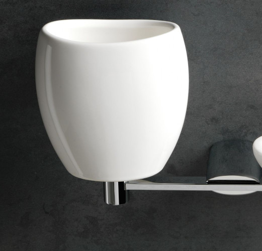 Stil Haus Aria, настенный белый керамический стакан, цвет хром