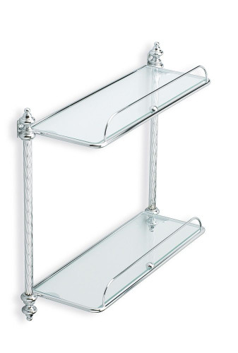 Stil Haus Giunone, стеклянная 2-ух уровневая полка с ограждением , цвет хром