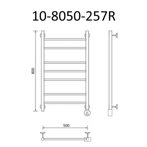 Полотенцесушитель электрический ВИД 10 80х50 правый, эко г/г, Маргроид