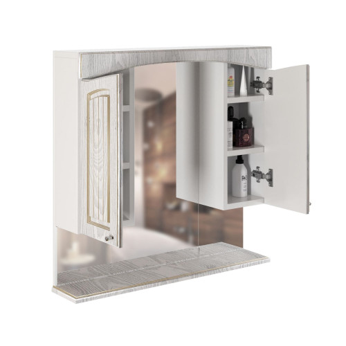 Зеркало-шкаф навесной без подсветки MIXLINE Крит-85 патина золото (533131)