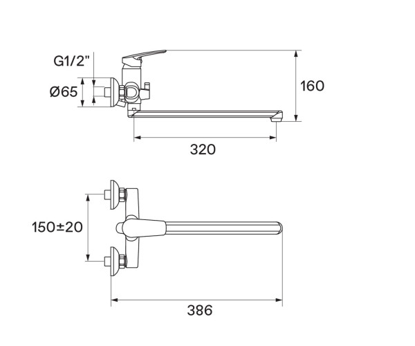 Смеситель Santek Марион для ванны, длинный излив, с аксессуарами, хром (WH5A12006C001)