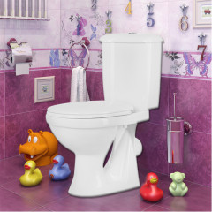 Унитаз-компакт Суперкомпакт Стандарт, косой выпуск, с сиденьем, белый (44901130022)