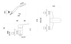 Смеситель для душа Fiore KEVON CHIC 81BX6510, хром/черный
