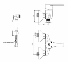 Смеситель для душа с ручным душем биде STS01 GPD Atros MTB65
