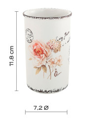 Gedy Clothilde, настольный керамический стакан, цвет белый с рисунком