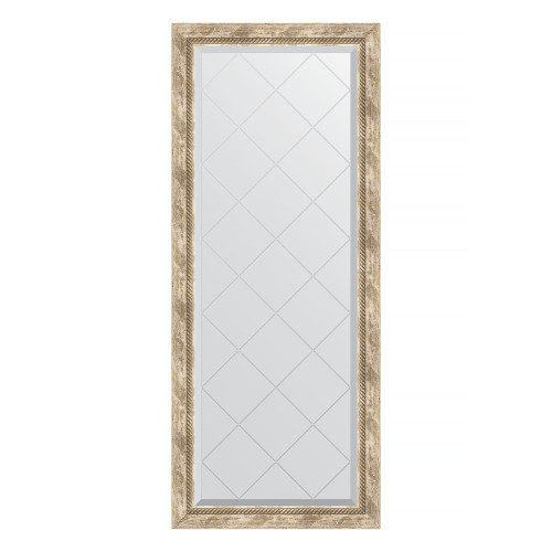 Зеркало настенное с гравировкой EVOFORM в багетной раме прованс с плетением, 63х153 см, BY 4134