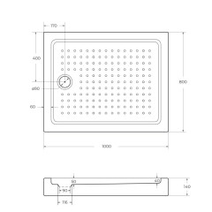 Акриловый поддон CEZARES TRAY-A-AH-90/80-15-W