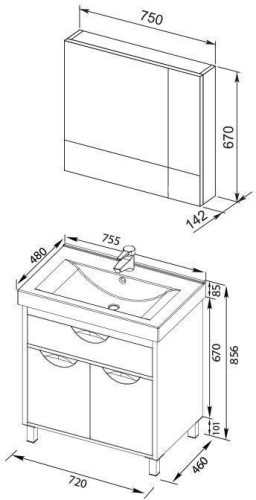 Мебель для ванной Aquanet Гретта 75 венге (камерино)