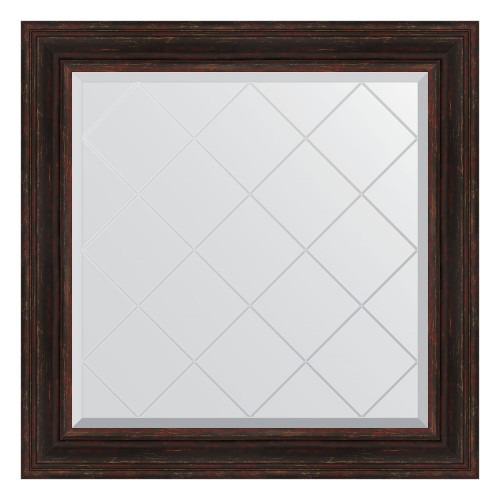 Зеркало настенное с гравировкой EVOFORM в багетной раме тёмный прованс, 89х89 см, BY 4334