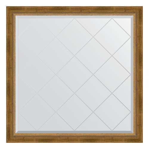 Зеркало настенное с гравировкой EVOFORM в багетной раме состаренная бронза с плетением, 103х103 см, BY 4434