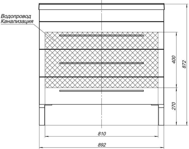 Тумба с раковиной Aquanet Верона NEW 90 черный (напольная 3 ящика)