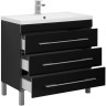 Тумба с раковиной Aquanet Верона NEW 90 черный (напольная 3 ящика)