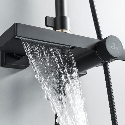 Душевая система с термостатом Rose R1896H-6, черный
