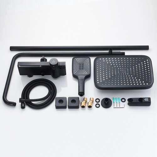 Душевая система с термостатом Rose R1896H-6, черный