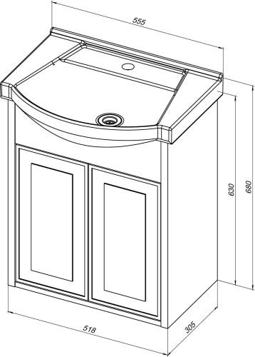 Тумба под раковину Aquanet Монро 55 Бежевый