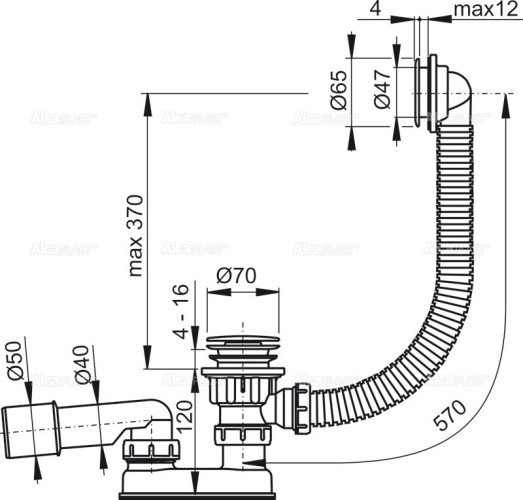 Слив-перелив Alcaplast A505CRM click-clack