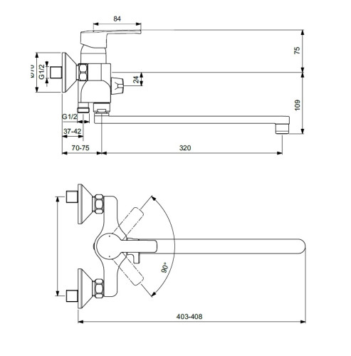 BA320AA UNO Смеситель для ванны/душа