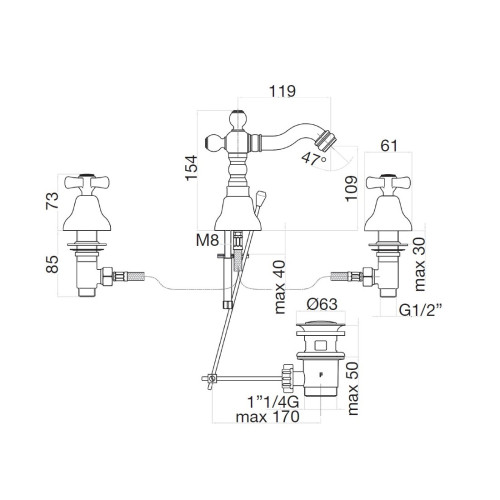 Смеситель для биде Webert Armony AM710202015, хром