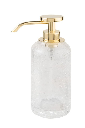 Surya Crystal, дозатор высокий 7х7хh19 см с помпой V6, эффект битого стекла, цвет золото