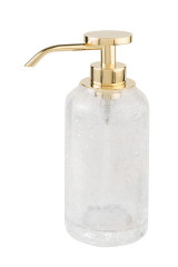 Surya Crystal, дозатор высокий 7х7хh19 см с помпой V6, эффект битого стекла, цвет золото
