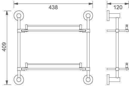 Полочка Aquanet 3852 (43 см, двойная)