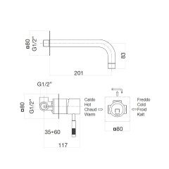 Смеситель для раковины Webert Rimini RI830605010, золото