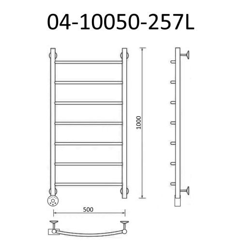 Полотенцесушитель электрический ВИД 4 100х50 левый, эко г/г, Маргроид